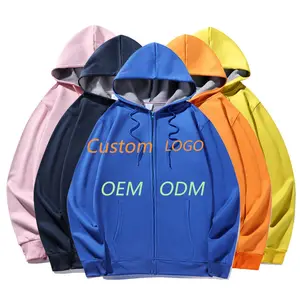 Manufacturer Wholesale Custom Mens Embroidered Blank Full Face Zip Up Hoodies Black Zipped Oversized Men Zipper Hoodie Sweatsuit