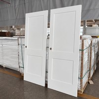 Porte intérieure américaine standard 30x80 po, 2 panneaux, blanche apprêtée, à âme creuse, style Shaker, en MDF, pour chambre à coucher