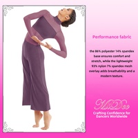 Combinaison de danse lyrique moderne MiDee pour femmes adultes, col haut, manches longues et pantalon large court pour spectacle sur scène