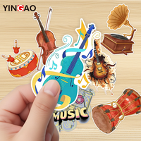 Autocollants découpés sur mesure en vinyle imperméable et durable, à thème instruments de musique de dessins animés, pour adolescents et fans de musique, pour décorer guitares, basses et batteries