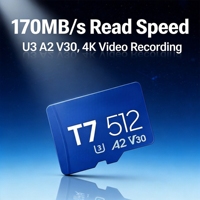 Carte mémoire T7 512 Go, carte TF U3 A2 V30, 170 Mo/s, haute vitesse, enregistrement vidéo 4K UHD, carte mémoire flash