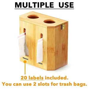 Caja de almacenamiento de bolsas de basura de madera, caja de almacenamiento de bolsas de basura colgante de madera para cocina, bolsa de compras de madera maciza, almacenamiento a prueba de polvo. - Product Image 3
