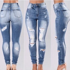 Jeans de mezclilla de mujer de alta elasticidad, de pierna estrecha, multicolor, de talle alto, diseño que realza los glúteos, <span class=keywords><strong>ajustados</strong></span>, estilo lindo, al por mayor - Product Image 3