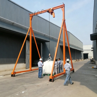 Mini-grue portique d'atelier à 4 roues, 5 tonnes, avec télécommande sans fil, palan électrique à chaîne, engrenage à roulement haute efficacité