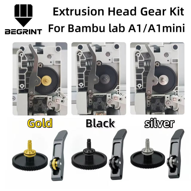 For Bambu Lab A1/A1 Mini 3D Printer Extruder Gear Kit Nanocoated Hardened Steel Extrusion Head Gear 3D Printer accessories