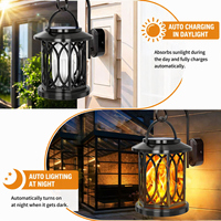 Lanterne solaire de jardin d'extérieur avec effet de flamme réaliste - Recharge automatique et éclairage nocturne automatique