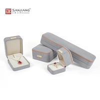 Vente en gros de boîte à anneaux multiples avec logo personnalisé ensemble de boîte d'emballage pour bijoux de luxe en microfibre bracelet cadeau collier boucle d'oreille en velours
