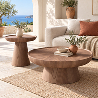 Ensemble de tables basses et d'appoint rondes en chêne massif, durables et luxueuses, plateau supérieur, base conique, mobilier moderne pour salon, vente en gros OEM