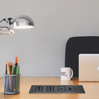 Prise rectangulaire intégrée en alliage noir, vente en gros d'usine, prises de table multiples USB RJ45 pour le bureau