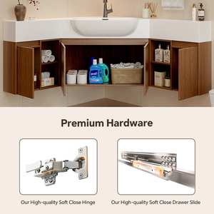 Meuble de salle de bain d'angle avec lavabo 68-108 pouces, meuble de salle de bain moderne à lavabo unique avec miroir et rangement, meuble de salle de bain <span class=keywords><strong>en</strong></span> bois massif - Product Image 5