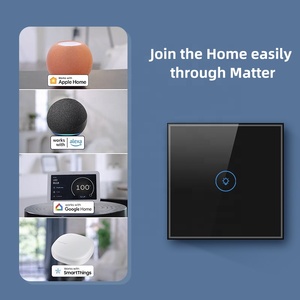 Interruptor inteligente con WiFi Matter, interruptor <span class=keywords><strong>de</strong></span> luz estándar <span class=keywords><strong>de</strong></span> la UE, funciona con <span class=keywords><strong>Apple</strong></span> Home, Google <span class=keywords><strong>Alexa</strong></span>, 3 bandas, 10A, máx., 240V, cristal, 86 Uds. - Product Image 3