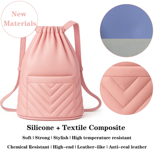 Eco-friendly Silicone Fabric <b>Backpack</b> Waterproof Lightweight <b>Drawstring</b> Bag for School Travel Gym Custom Logo OEM ODM Supplier - Product Image 3