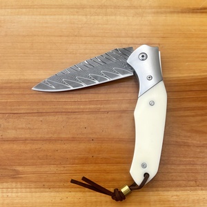 Couteau de poche à lame fixe en acier Damas à motif ondulé, haute qualité, manche en plastique, lame en acier inoxydable, personnalisable, couteau OEM - Product Image 4