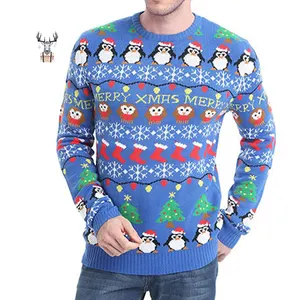 Logotipo personalizado pareja a juego Festival acrílico pulóver hombres Navidad suéter
