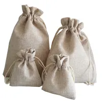 Sacola de linho para embalagens, mini bolsa de linho de presente para jóias, cordão de juta, sacola de embalagem de grãos de café