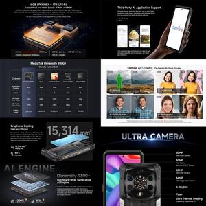 แบตเตอรี่ขนาดใหญ่10600มิลลิแอมป์ต่อชั่วโมงโทรศัพท์รุ่น <span class=keywords><strong>ulefone</strong></span> <span class=keywords><strong>ARMOR</strong></span> 28กล้องความร้อนพิเศษ16GB 1TB 6.67 "5G Android 15 nulefone Mobile - Product Image 6