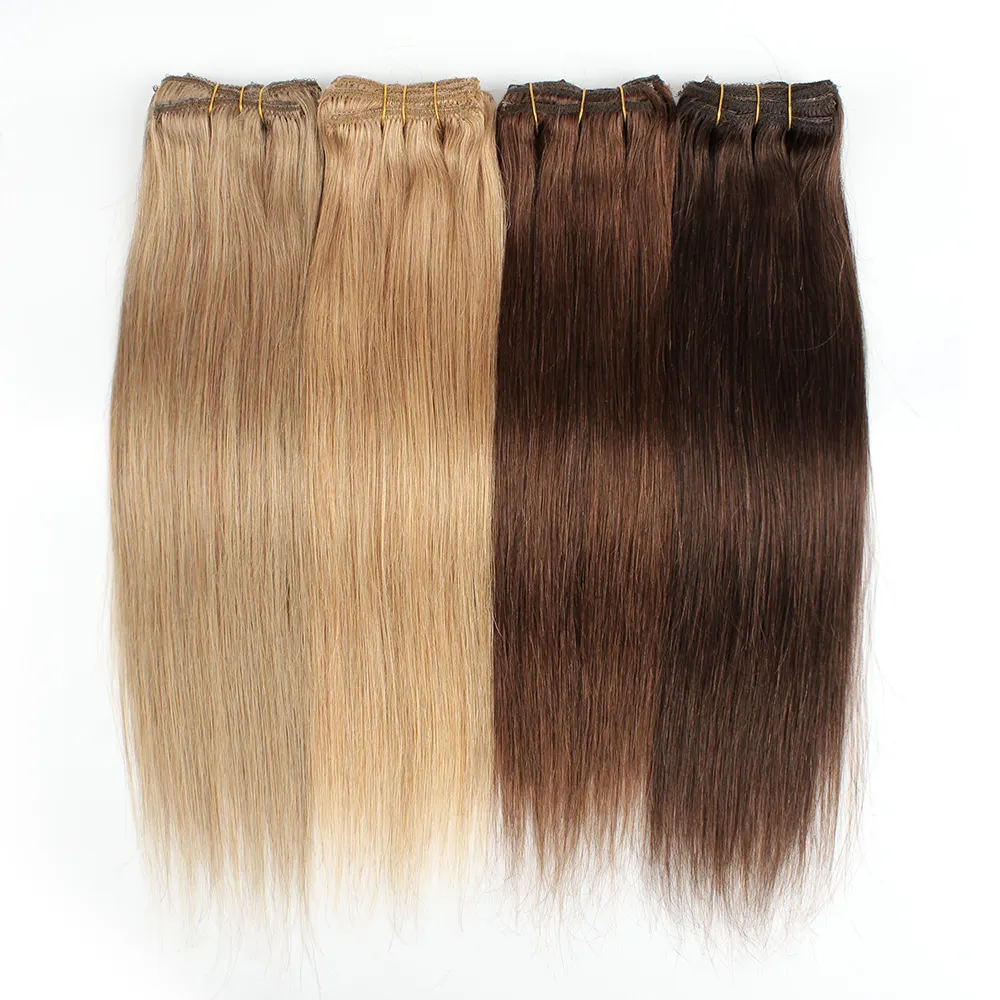 Bán Buôn 100% Bất Tự Nhiên Trinh Nữ Tốt Nhất Liền Mạch 100% Brazil Remy Clip Trong Phần Mở Rộng Tóc, Trinh Nữ Lớp Biểu Bì Phù Hợp Tóc