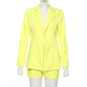 New Slim Slimming manica lunga giacca borsa Hip gonna vestito abbigliamento <span class=keywords><strong>donna</strong></span> top e <span class=keywords><strong>pantaloncini</strong></span> a vita alta 2 pezzi Set Skinny Summer - Product Image 3