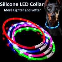 Collier pour animaux de compagnie personnalisé avec logo imprimé OEM, en silicone rechargeable, lumineux dans le noir, collier pour chien à LED clignotant