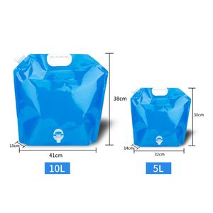 Custom Beverage Packaging Bags Outdoor Camping 5L 10L Folding <b>Plastic</b> PE Drinking Water Bag Foldable Spout Bag with Handle <b>Tap</b> - Product Image 2