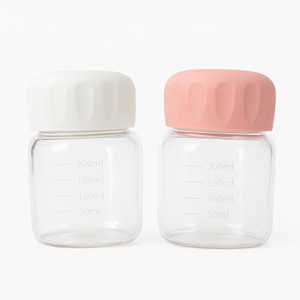 Portable <b>Glass</b> Drinking Cup with Silicone Lid 200ml Graduated <b>Measuring</b> Marked Kitchen Cup - Product Image 1