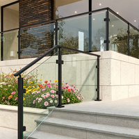 Poteau carré moderne en acier inoxydable noir antirouille sans cadre pour balustrade en verre, fixation au sol, pour balcon, escalier, clôture de piscine