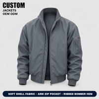 Blousons Softshell Gris Personnalisés pour Hommes – Coupe-Vent, Col et Poignets Côtelés, Poches sur les Manches, Idéaux pour le Travail et les Loisirs
