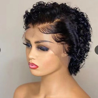 Perruques synthétiques Lace Front complètes courtes, volumineuses, noires, naturelles, effet duveteux, petites boucles africaines, résistantes à la chaleur, pour femmes, vente en gros