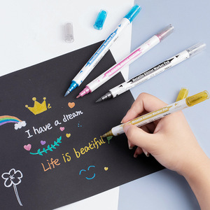 Hot Sale 24 Colors Double Head Fiber Tip Metallic Marker for <b>Writing</b> Painting Coloring Calligraphy - Product Image 4