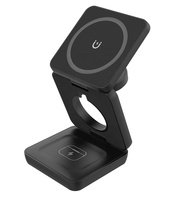 Station de charge sans fil magnétique portable, pliable, multifonctionnelle 3 en 1, 15 W, charge rapide pour iPhone, iWatch, AirPods