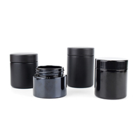 2OZ 3OZ 4OZ 3,5g Schwarzes Glas Benutzer definiertes kinder sicheres schwarzes Glas Mattschwarzes UV-Blumen verpackungs glas Behälter mit Deckel