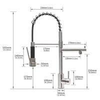 Robinet de cuisine monocommande en acier inoxydable SUS304, à poser sur comptoir, multifonctionnel, eau chaude et froide, design moderne, finition brossée, avec douchette extractible, pour hôtels