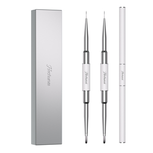 Nouveauté : Pinceau professionnel double tête pour détails et liner, en <span class=keywords><strong>nylon</strong></span> et poils de Kolinsky, manche métallique, pour nail art - Product Image 1