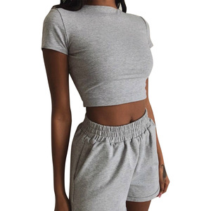 Fabricant de vêtements pour femmes Ensemble de costumes d'été pour femmes sur mesure Slim-Fit 2 pièces Sport Daily Ensembles courts décontractés pour femmes - Product Image 4