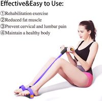Cuerda elástica de látex para abdominales con pedal y banda de resistencia mecánica para ejercicio (4 tubos)