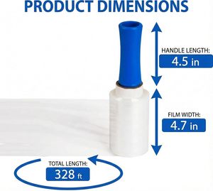 Film étirable avec poignée, film d'emballage pour palettes 80 gauge de C Crystal Lemon, 4,7 pouces x 328 pieds, film de déménagement et de rétraction - Product Image 3