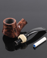 Pipe à tabac artisanale en bois de bruyère importé, grain flamme, style rustique naturel, classique, faite à la main, type Calabash