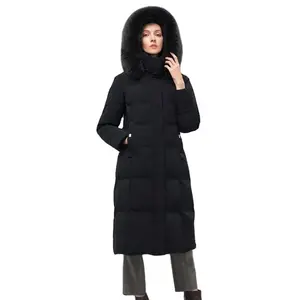 Custom fashion long parkas plus size women down puffer fur jacket winter coats for women's clothes