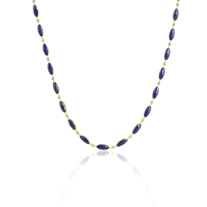 Collar de cuentas de lapislázuli e hidroesmeralda en plata. Eleva tu estilo con este impresionante collar de cuentas de oro amarillo. - Product Image 4