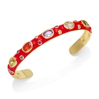 Bracelets et Joncs en Or Plaqué avec Zircons Arc-en-ciel Multicolores en Émail Cubique, Bijoux de Mode Raffinés pour Femmes