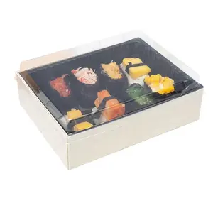 木质包装盒带透明盖寿司盒包装木质