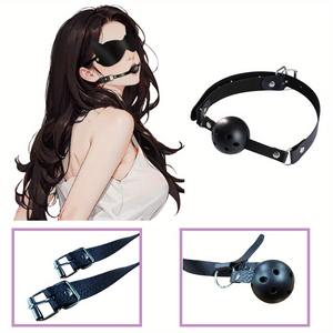 3 pièces : bâillon <span class=keywords><strong>en</strong></span> silicone + menottes + masque pour les yeux, harnais BDSM, jeux de bondage SM, jouets pour couples, fétichisme, esclavage, contraintes exotiques - Product Image 4