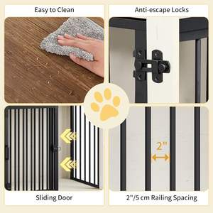 Blanc marron 69 cm Double porte en bois chien caisse meubles intérieur chenil fin Table d'appoint Anti-mâcher Anti-évasion plateau en plastique chats - Product Image 5