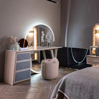 Commode en bois au design moderne, coiffeuse à maquillage, meubles de maison, chambre à coucher, coiffeuse à led de luxe avec miroir et tiroirs