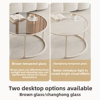 Table basse en métal blanc crème style INS pour petit appartement, maison, balcon, avec verre Changhong créatif