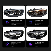 Feux avant LED pour BMW M3 F80 M4 F82 F83 Série 4 F32 F33, anneaux lumineux bicolores, boîtier noir, ensemble complet de phares avant