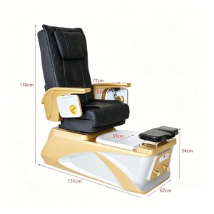 Fauteuil de pédicure massant moderne pour salon de manucure et spa, avec bain de pieds en verre coloré, fauteuil de pédicure inclinable pour institut de beauté - Product Image 6
