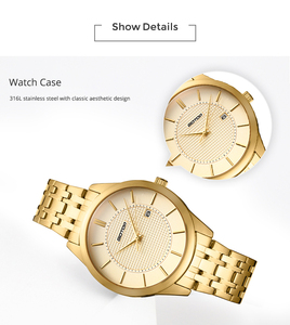 inoxidable sólido banda <span class=keywords><strong>reloj</strong></span> de pulsera 5atm impermeable de oro simple colores dial calendario mano <span class=keywords><strong>reloj</strong></span> para hombre - Product Image 2