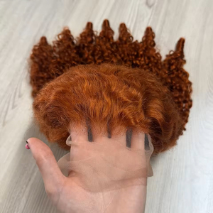 Parrucca Frontale HD in Pizzo Ricci Burmesi Arancione Zenzero, 100% Capelli Umani Vergini, Pizzo Trasparente 13x6 per Donne con Capelli Ricci, Pre-Piumata - Product Image 2