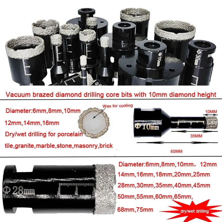 6Mm Deyi Oem M14 5/8-11 6Mm-130Mm Tegel Rock Graniet Marmer Keramische Beton Diamant core Boor Sets Voor Gebruik Haakse Slijper